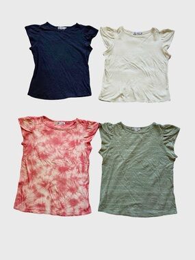 Carve Designs Women’s 4 Pack Tees - Navy, Cream, Pink Tie-Dye, Olive Stripe